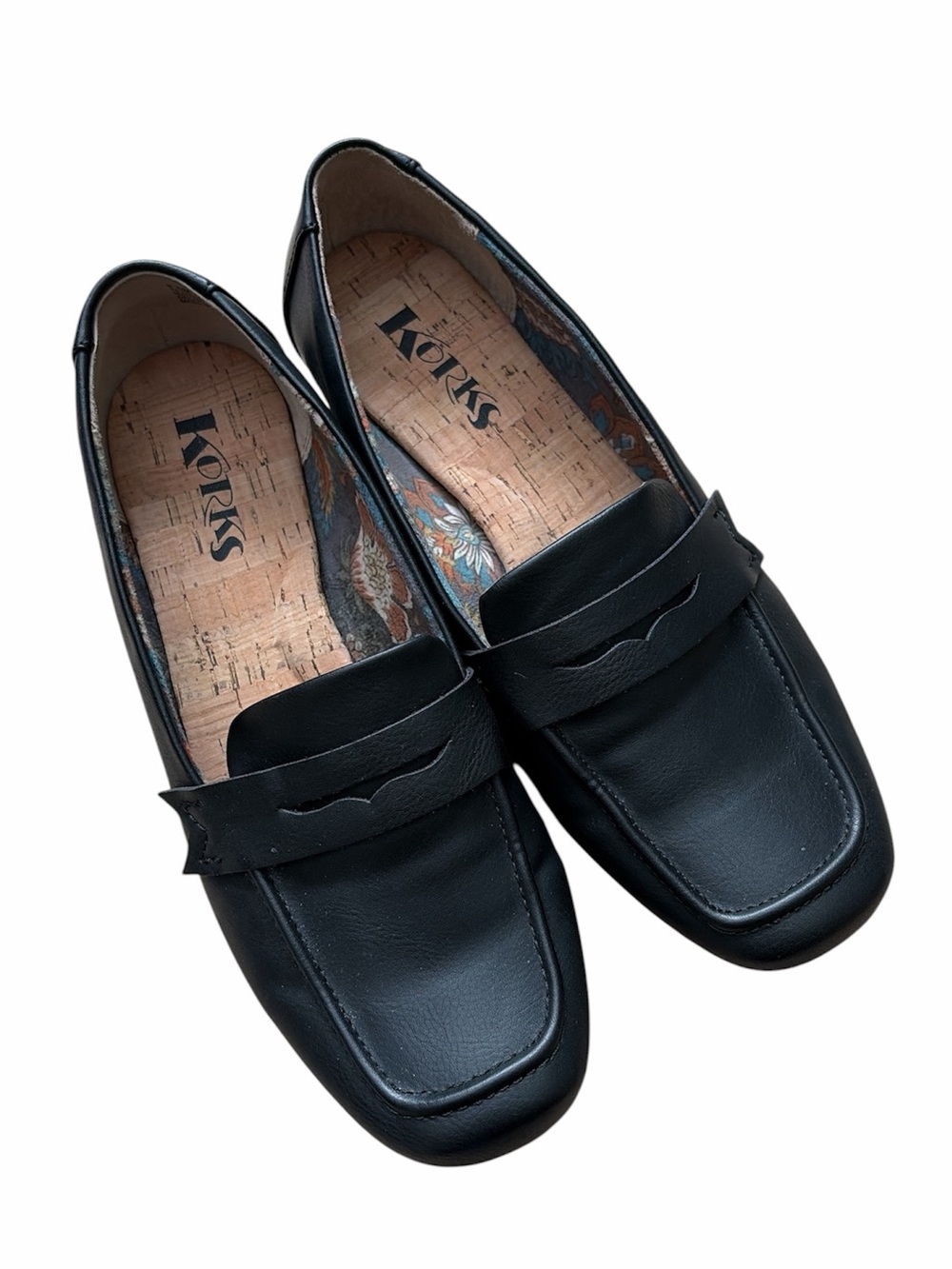 Kork Black Faux Leather Penny Loafers with Cork Insole Women's Size 8.5